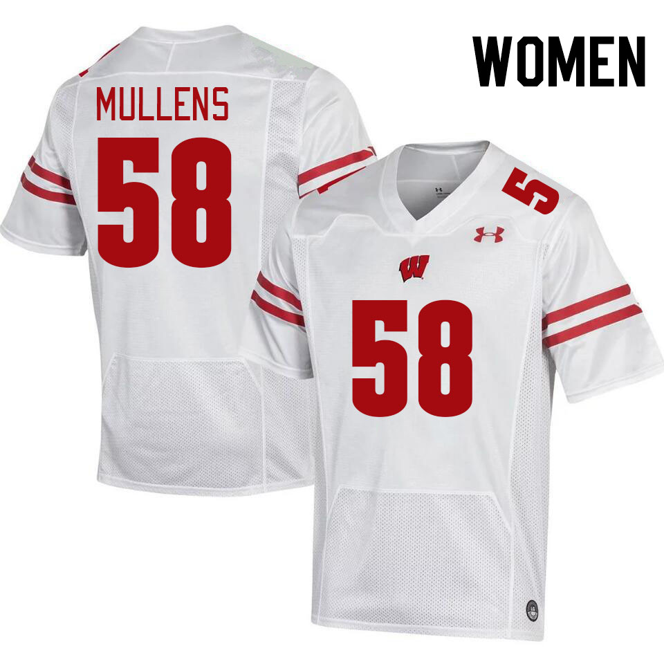 Women #58 Manny Mullens Wisconsin Badgers College Football Jerseys Stitched-White